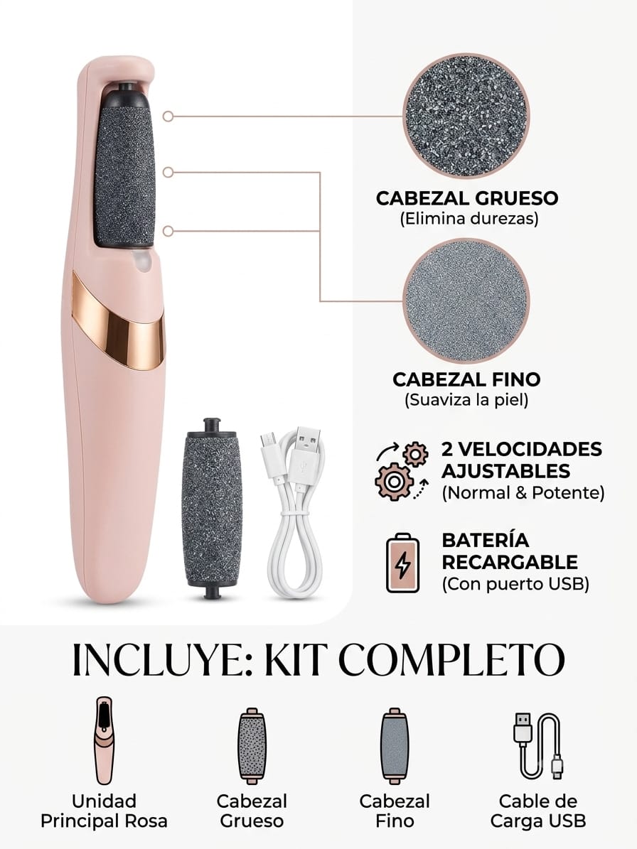 Lima de callos eléctrica recargable - Pedicura profesional en casa