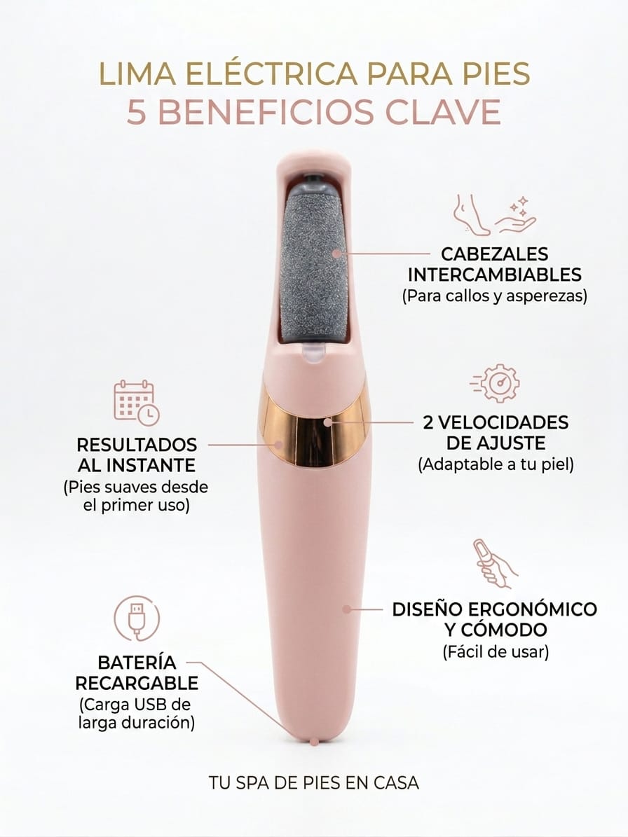 Lima de callos eléctrica recargable - Pedicura profesional en casa